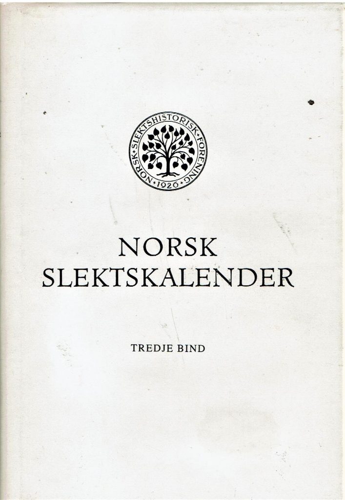 Omslag: Norsk slektskalender – Tredje bind